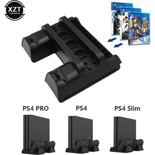 Charging Station For PS4 Slim PS4 PRO With Cooling Fan Cooler for SONY Playstation 4 Slim/PRO Dual Game Controller Charger Stand