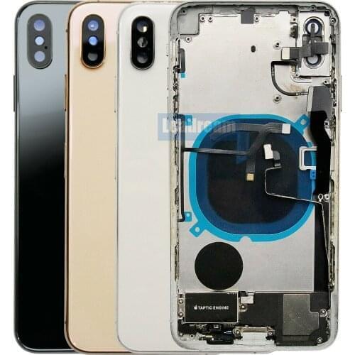 10Pcs Full Back Housing For iPhone X XS MAX XR Back Battery Door Glass with Middle Chassis Frame Flex Cable Assembly