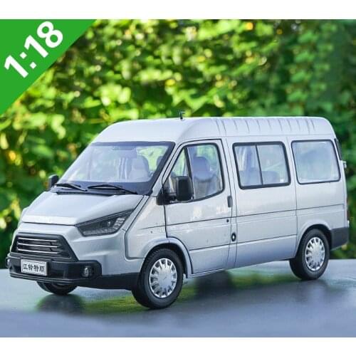 1:18 Diecast Model For JMC Teshun Transit Silver MPV Alloy Toy Car Miniature Collection Gift Truck Van Free Shipping