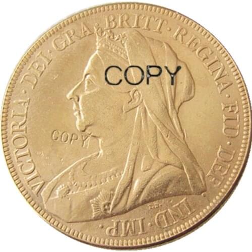1893 Queen Victoria Great Britain Two Pounds Double Sovereign Gold Plated Copy Coin