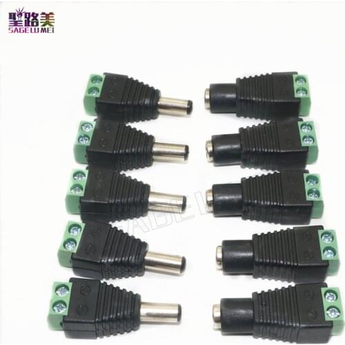 2.1*5.5mm 5pcs Female +5 pcs Male DC connector Power Jack Adapter Plug Cable Connector for 3528/5050/5730 led strip light