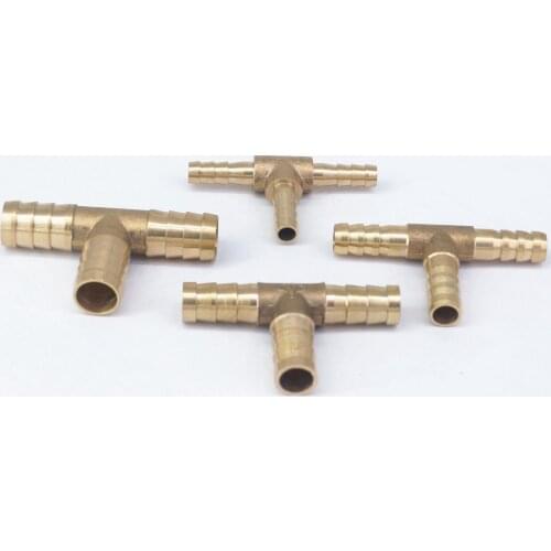 I/D 4mm To 19mm Hose Barb Tee 3 Way Brass Coupler Splicer Connectors Fittings Adapters 1Mpa