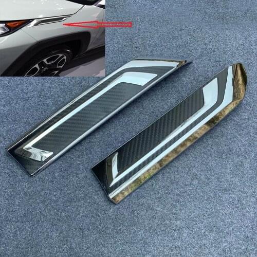 2pcs ABS Chrome Car Exterior Front Head Light Lamp Garnish Trim For Toyota RAV4 2019 2020