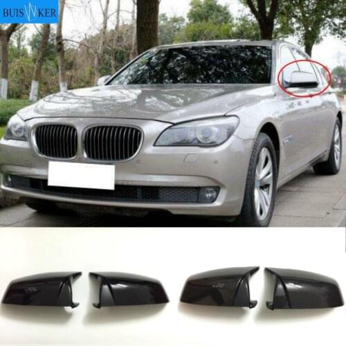 2pcs Carbon Fiber Replacement Car Ox Horn Side Rear View Mirror Cap Shell Cover Trim For BMW E60 E61 5 Series 2006-2013