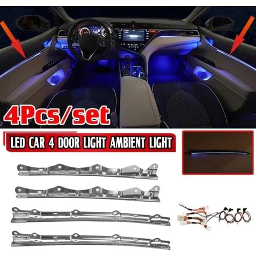 4X LED Car Atmosphere Lights for Toyota Camry 2019-2021 Auto 4 Door Ambient Decorative Light Neon Strip Light Lamp