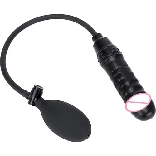 Anal Plug Inflatable Dildo Butt Plug Huge Dildo with Pump Black Fake Penis Female Masturbation Sex Toys for Women