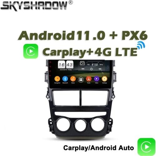 Carplay PX6 DSP Android 10.0 4G+64G Car DVD Player Wifi Bluetooth 5.0 RDS RADIO GPS map Google For Toyota VIOS YARIS 2018 2019