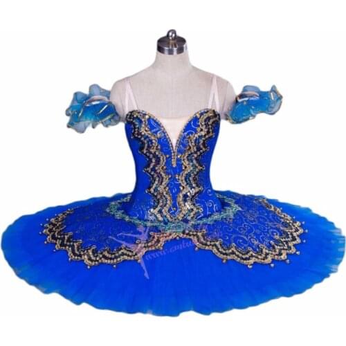 Ballerina professional ballet tutus blue Gold women platter tutu blue bird performance tutus concert competition stage costume