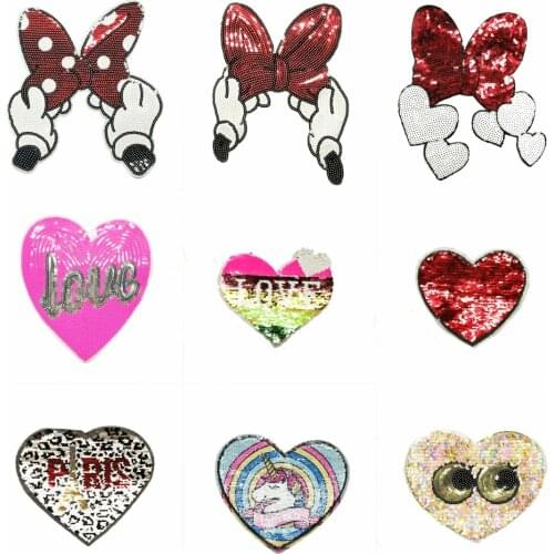 Large embroidery big love heart cartoon patches for clothing DE-48