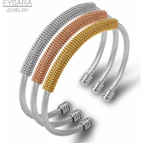 FYSARA New Fashion Cuff Open Bracelet Simple Adjustable Wristband Chain Bracelet Bangles For Women Accessories Jewelry Gift