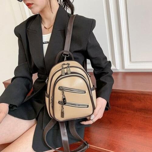 Brand luxury backpack 2020 new PU leather waterproof bag college style young student bag black famous designer design bag