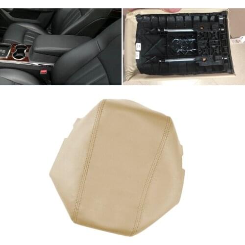 Beige Microfiber Leather Armrest Cover For Chrysler 300 2008 2009 2010 Interior Center Control Armrest Box Cover Sticker Trim