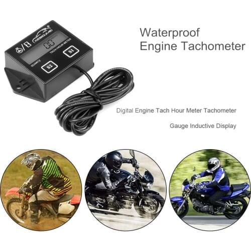 LCD Display Digital Tachometer Hour Meter Spark Plugs 2&4 Stroke Engine RPM Tacho Tach Gauge Spin For Car Boat Motorcycle Bike