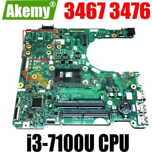 For DELL 3467 3476 3567 3476 3468 3568 3478 3578 Laptop motherboard 17841-1 WX2RR 15341-1 91N85 Mainboard With i3-7100U CPU DDR4