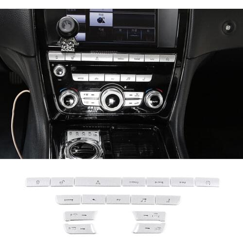 For Jaguar XJ 2012-2015 Aluminum Alloy Silver Car Central Control Air Conditioner Button Decoration Sticker Car Accessories