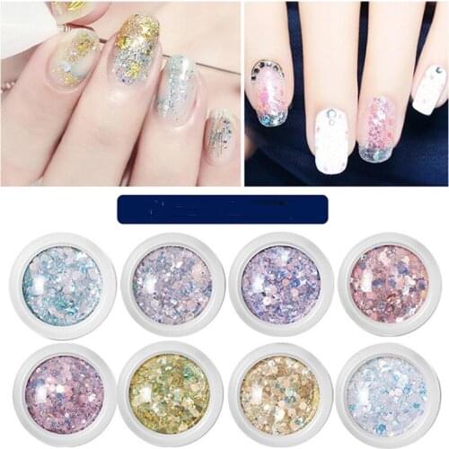Crystal Flakes Nail Glitter DIY Chrome Powder for Spring Nails Manicure PaillettesNail Sequins Nail Art