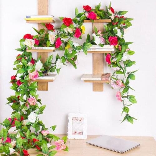 240cm Artificial Flowers Fake Silk Rose Flower String Ivy Vine Leaf Garland Arch Decor Green Leaves Home Party Hanging Garland