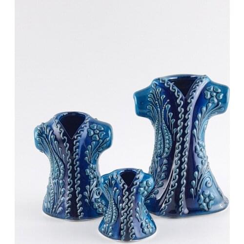 Tile Ceramic Green 3-Piece English Style Caftan Set Handmade Gift Decorative