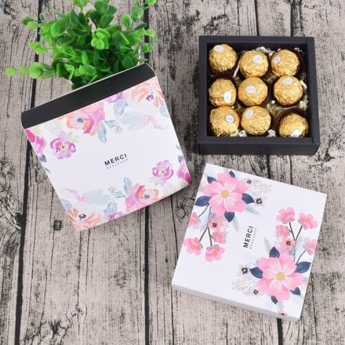 10PCS Drawer Box Paper Packaging Sakura Flowers Chocolate Candy Box Wedding Gift Party Favors Small Gift Boxes Jewelry Cardboard