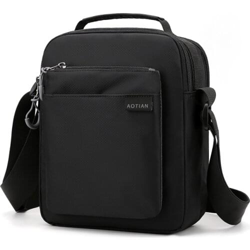 Small Black Shoulder Bag Mens Nylon Waterproof Soft Zipper Crossbody Bag High Quality Travel Handbag Vertical Style