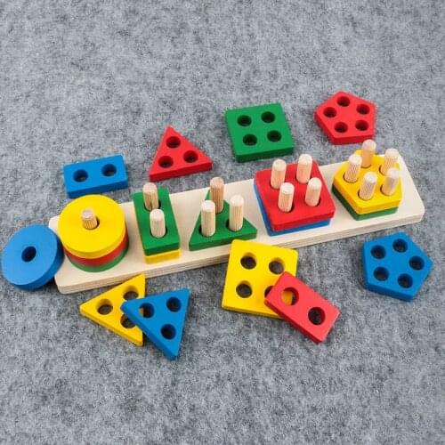 Montessori geometric shape sets of columns matching building blocks assembling childrens enlightenment early education educatio