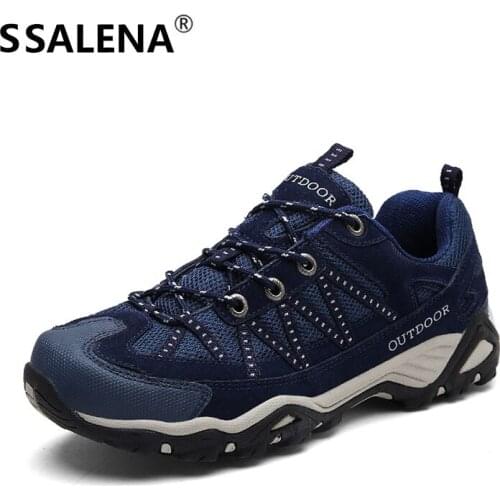 Men Breathable Hiking Shoes Anti-Slip Outdoor Trekking Climbing Sneaker Lace-Up Multifunction Protection Footwear AA51063