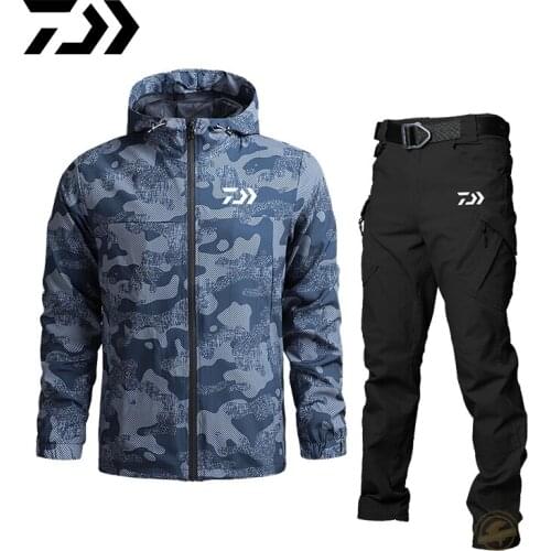 Daiwa Mens Autumn Winter Outdoor Sport Waterproof Fishing Set Fishing Clothing Breathable Hiking Sport Fishing Jacket Suits