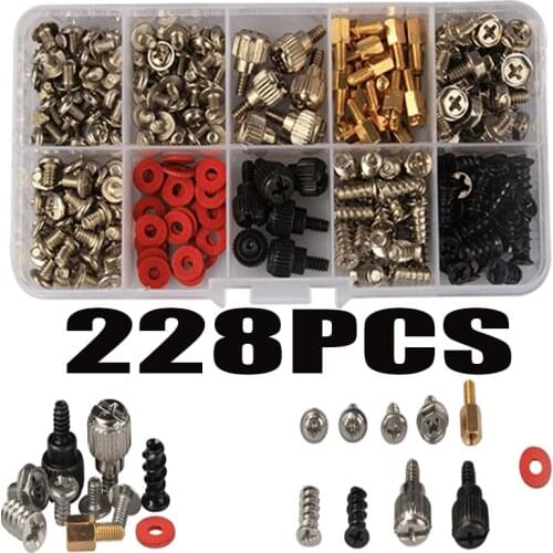 228PCS Hard Disk DIY For Motherboard Screws Repair Tool Hard Disk DIY Chassis Fan Optical Drive Fixing Motherboard Repair Tool