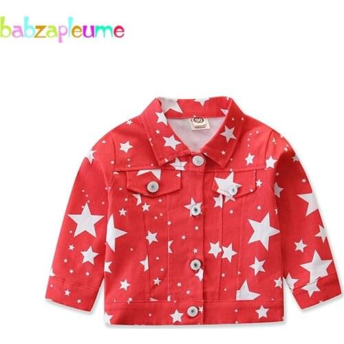 Spring Fall Outfits Korean Kids Coats For Baby Fashion Star Print Long Sleeve Denim Toddler Jacket Little Girls Clothing 2009