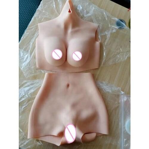 Upgrade 6G D CUP Cotton Filler Fake Artificial Boobs Breast Forms and Vagina Panties Crossdresser Shemale Drag Queen Transgender