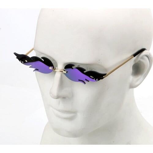 Fire Flame Sunglasses Fashion Trending Narrow UV 400 Eyewear Streetwear Rimless Wave Sunglasses Car Driving Glasses