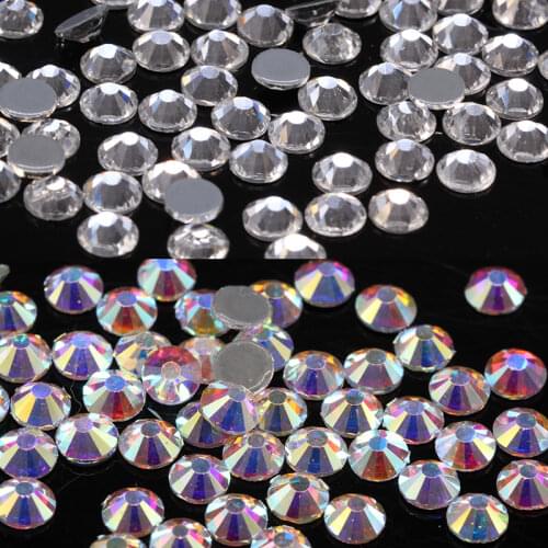 Wholesale Top quality ss3-ss50 Crystal AB Flatback Iron on Hotfix Rhinestone Hot fix rhinestone for Nail art fabric garment trim