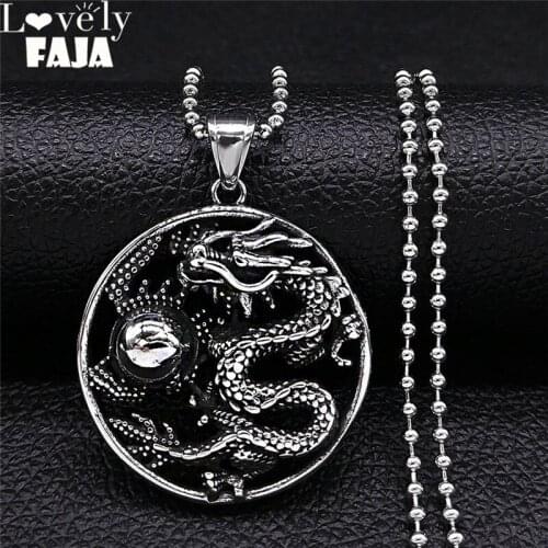 Punk Dragon Sun Stainless Steel Charm Necklace for Women Silver Color Chain Necklace Jewelry dia del padre regalitos NXS03