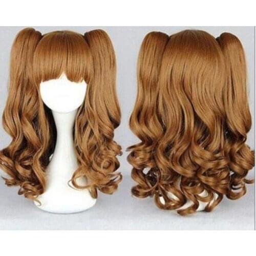 Wig New Brown 65cm Long Split Lolita Clip On Ponytails Curly Wavy Cosplay Hair Wig