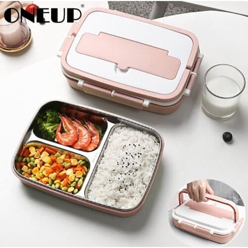 ONEUP Portable Lunch Box 304 Stainless Steel Bento Box With Tableware Student Sealed Leak-proof Large-capacity Food Container