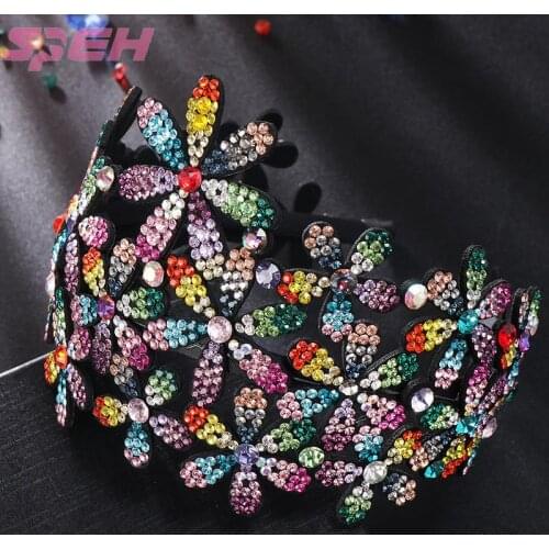 Rhinestone hairband with wide-brimmed teeth and full-drilled hair accessories Retro Korea pressure hairpin headdress