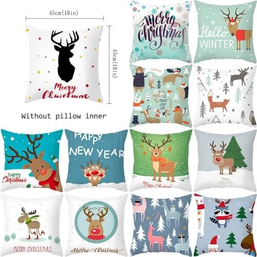 Christmas Cushion Cover For Home Decoration Eik 3D Print Pillowcase For Beding Room Coussin Cover 45x45cm