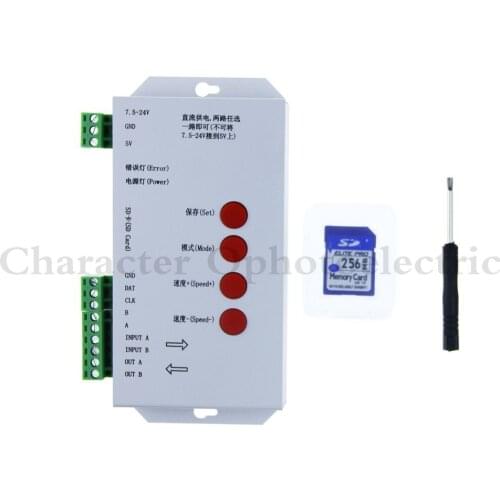 5PCS T1000S SD Card WS2801 APA102 WS2811 WS2812B LPD6803 LED 2048 Pixels Controller DC5~24V T-1000S RGB Controller
