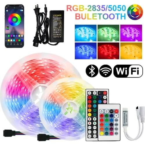 LED Light Bluetooth RGB Strip Lights 5050 Waterproof Flexible Ribbon DC12V 2835 SMD Wifi Tape Diode Bedroom Decoration luces
