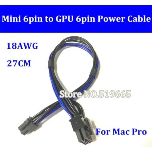 High Quality mini 6pin to pcie 6pin 6 pin GPU graphic video card power cable support for Mac pro G5 GTX480 gtx680 Blue&Black
