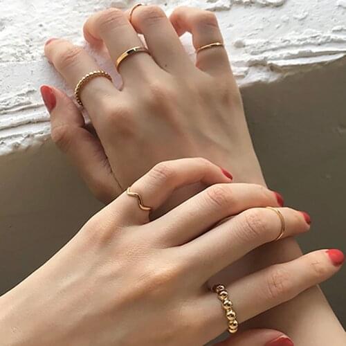 ZHINI 8Pcs Fashion Simple Design Rings For Women Vintage Gold Color Joint Rings Sets Jewelry Finger Accessories 2020 Wholesale
