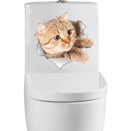 1pcs Cat Vivid 3D Smashed Switch Wall Sticker Bathroom Toilet Kicthen Decorative Decals Funny Animals Decor Poster Mural Art