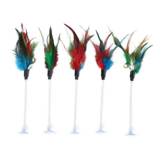 Funny Cat Interactive Toys Kitten Elastic Feather False Mouse Spring Sucker Toys Plastic Cat Playing Toys 1PC