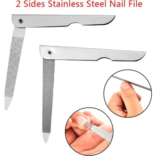 1PC Professional Stainless Steel Nail File Double Side Fold Grinding Rod Manicure Pedicure Scrub Nail Arts Tools Nail Files
