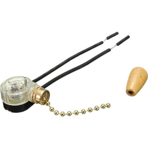 2pcs/lot 250V DIY Light Lamp Hanging Chain Switch Metal/Wood Drops 3A Zipper Switch Gold/Chrome Pull Switch Wall/Table