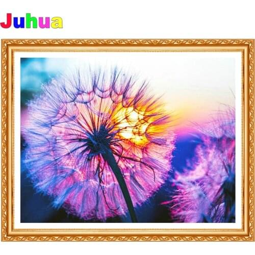 Purple Dandelion 5d diy diamond painting cross stitch full square round drill flower diamond embroidery gift home decor