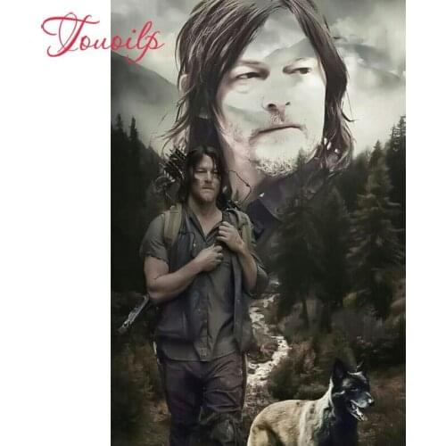 Full square round drill diy 5d dog diamond painting The Walking Dead cross stitch embroidery bead sunset beach home decoration