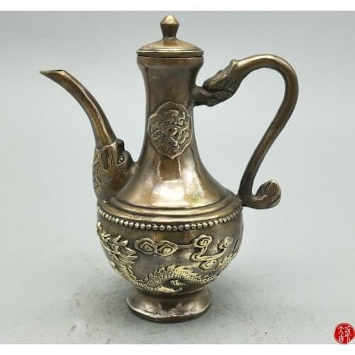 Antique old MingDynasty copper dragon pot /bottle,Hand carved crafts, best Decoration Collection,Free shipping