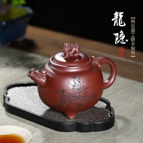 Chang tao 】 the engineering with yixing TaoJianChun manual recommended purple clay Long Yin ChuGuoFeng carved painting