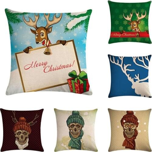 Pillow Case Cushion Cover Christmas Shantou Deer Goat Porcpuine Cushion Cotton Linen Throw Pillow Covers Decorative Pillows H752